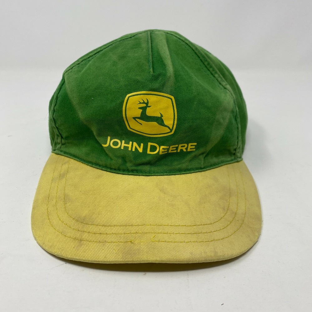 John Deere Vintage 2005 Green Mens Snapback Cap Hat Size Small Green Yellow